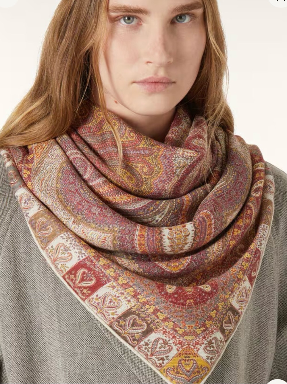 LORO PIANA Paisley Scarf/Shawl - Rust, Olive & Cream